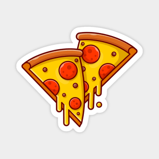 Pizza Melted Cartoon Vector Icon Illustration (2) Magnet