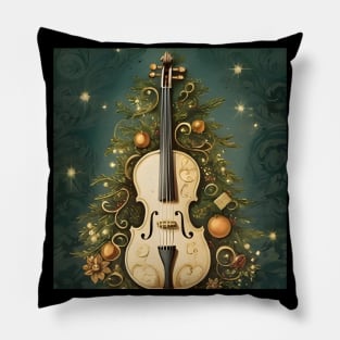 Vintage Hold To Light Christmas Tree With Violin Pillow