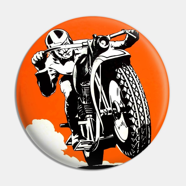 Motorcycle Races Vintage Poster Pin by FASTER