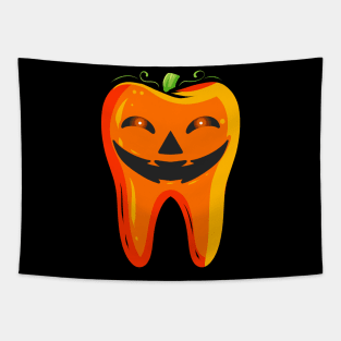 Dentists Tooth Pumpkin Halloween Tapestry