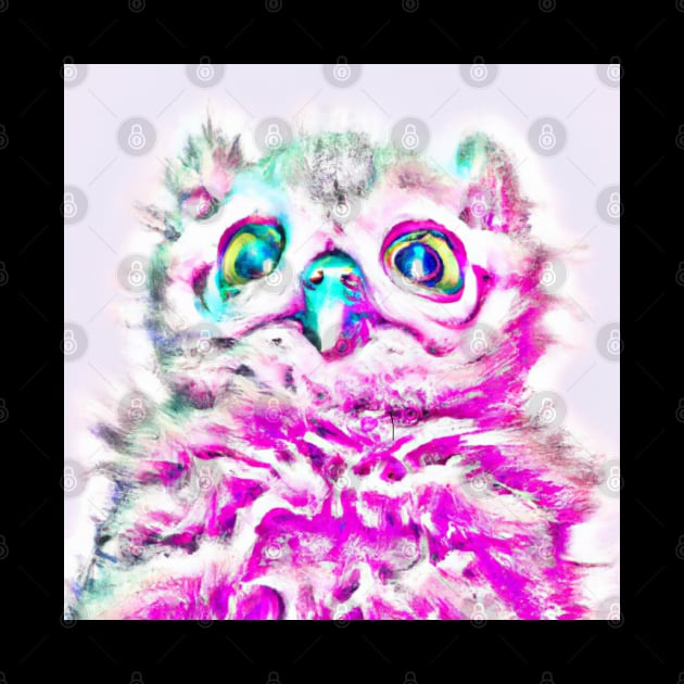 Pink baby owl cotton candy style by Cotton Candy Art