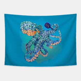 Pickleball octopus is well armed. By Pickleball ARTwear Tapestry