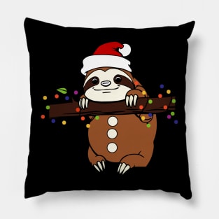 Cute Funny Sloth Santa Hat Christmas Lights Xmas Gift Pillow