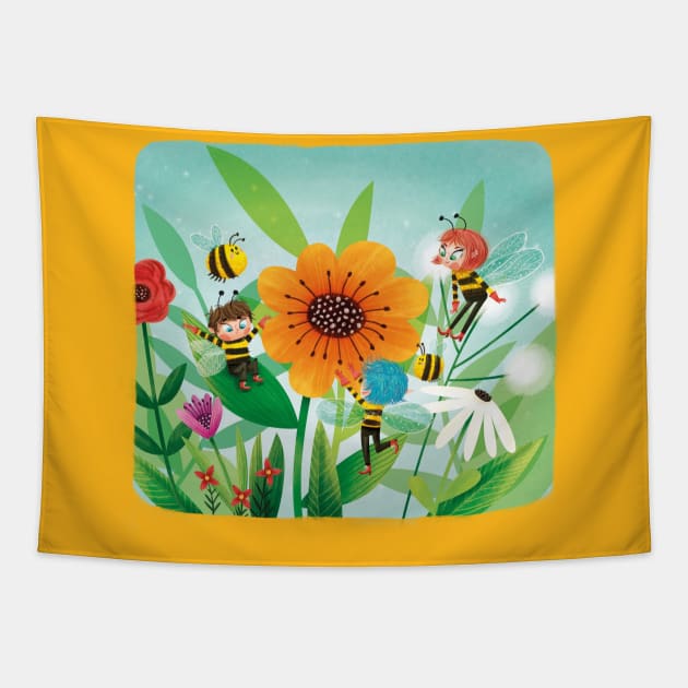 Summer bees! Tapestry by Geeksarecool