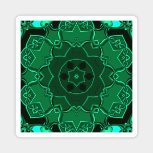 Cartoon Mandala Flower Green Magnet