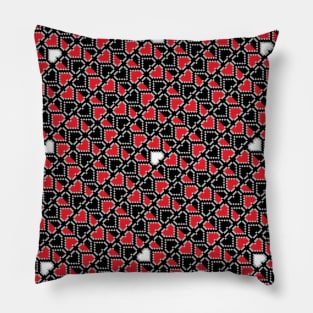 8bit videogame hearts pattern Pillow