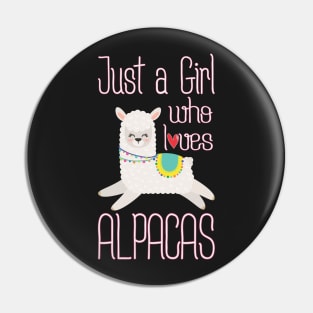 Just A Girl Who Loves Alpacas - Funny Alpacas Llamas Pin