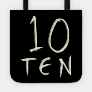 Hand Drawn Letter Number 10 Ten Tote