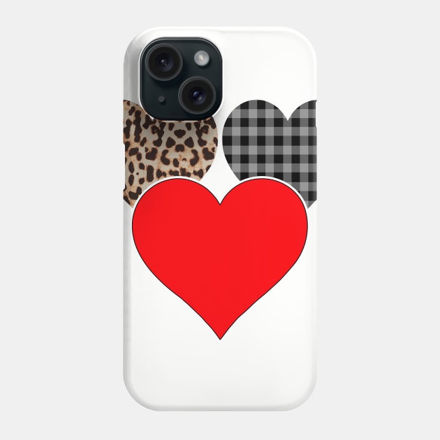 Women's Striped Plaid Printed Heart Valentine's Day Phone Case by Nicolas5red1