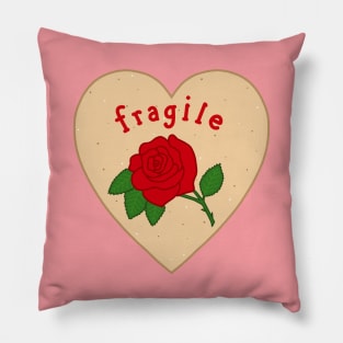 Fragile Mazapan Heart PINK Pillow