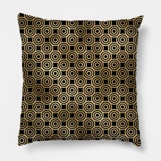 Circle Rings in Black and Gold Vintage Faux Foil Art Deco Vintage Foil Pattern Pillow