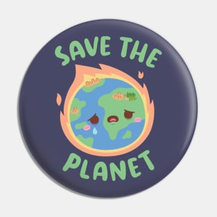 Crying Earth On Fire, Save The Planet Pin