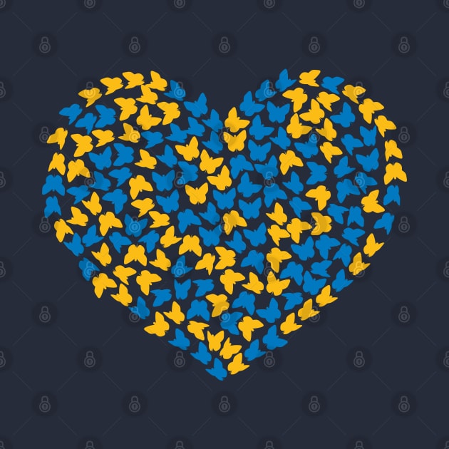 Ukranian flag heart - Butterflies by Obey Yourself Now