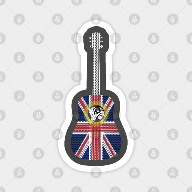 Guitar with Union Jack British Flag overlay pattern Magnet by KateVanFloof