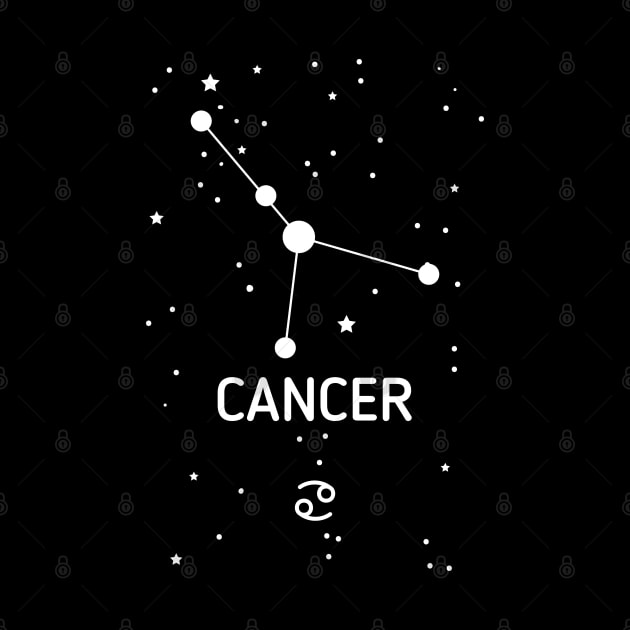 Cancer Zodiac Sign Constellation (White Print) by The Cosmic Pharmacist