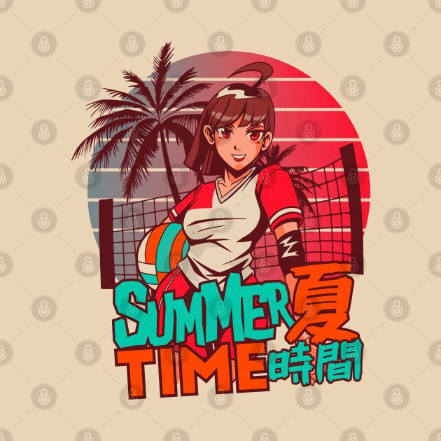 80s summer time anime girl by DopamIneArt