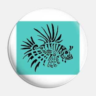 Lion fish - turquoise background Pin