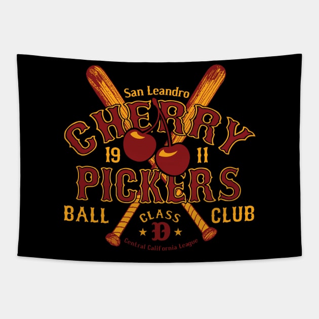 San Leandro Cherry Pickers Tapestry by MindsparkCreative