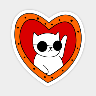 Heart and cat with glasses Magnet