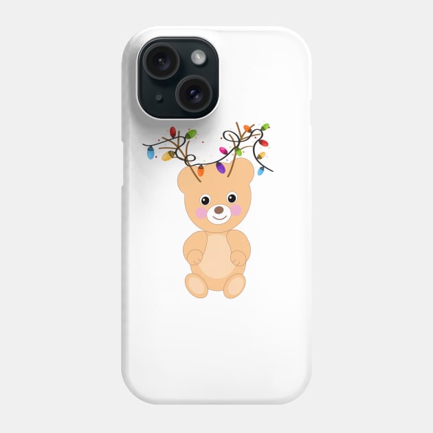 Teddy bear with deer ears and colorful light bulb Phone Case by GULSENGUNEL