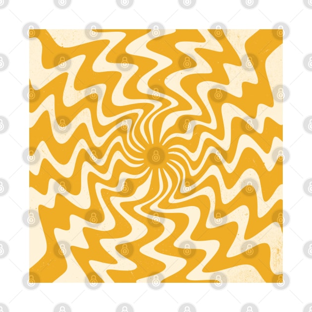 Retro 70s Swirl Spiral Banana Yellow Groovie by Trippycollage