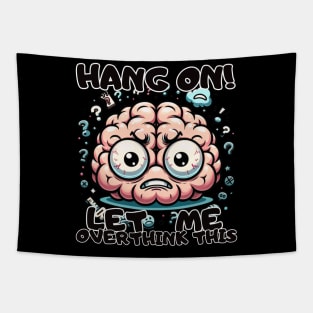 Overthinking Brain Comic Art Tapestry