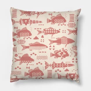 Boho Fishes in Pink Sand Pillow