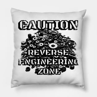 Caution Reverse Engineering Zone Pillow