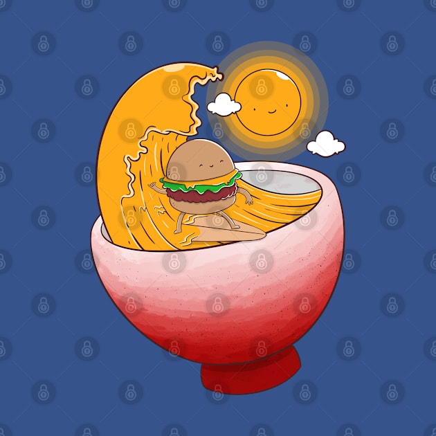 Burger Surfer in Ramen Bowl by Artthree Studio