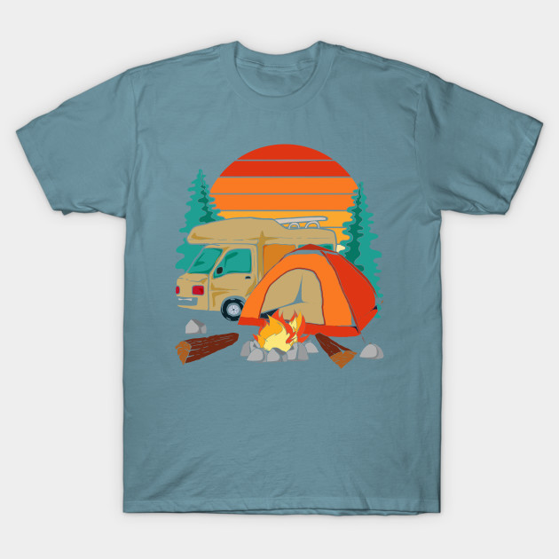 Discover Caravan Outdoor Campsite Nature Camp Retro Camper Camping - Camping - T-Shirt