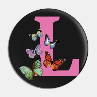Letter pink L with colorful butterflies Pin