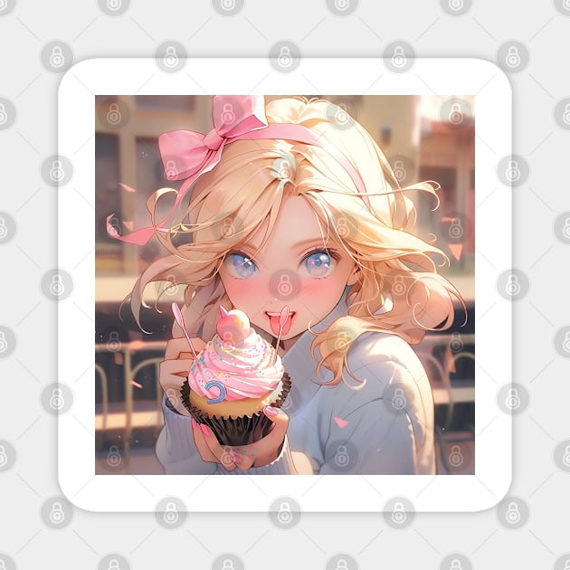 Girl and Cupcake Magnet by WabiSabi Wonders