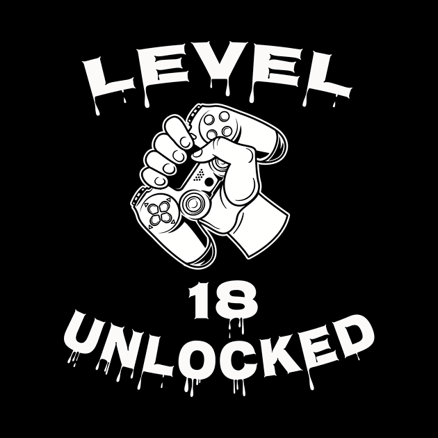 Level 18 Unlocked - Funny Mens 18th Birthday Gamer by Happysphinx