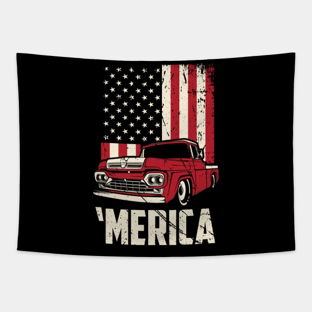 1960 Vintage Ford Truck Merica T-Shirt Tapestry by Danahukee