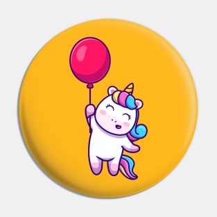 Cute Unicorn Floating With Balloon Pin