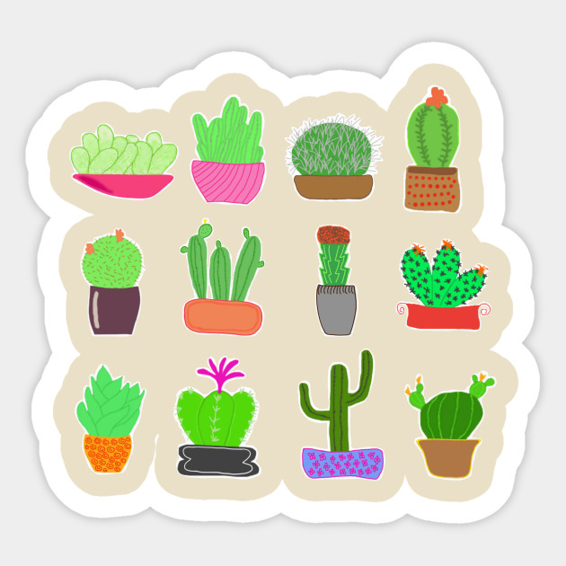 Little Cactus Garden Cute Cactus Sticker Teepublic
