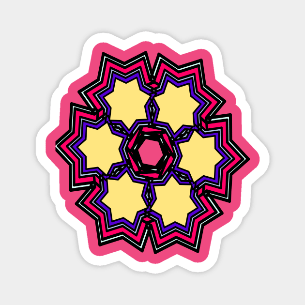 Star shape mixed colour mandala design Magnet by Devshop997