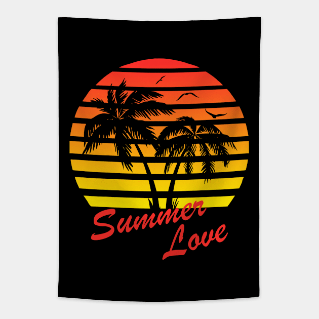 Summer Love Tropical Sunset Tapestry by Nerd_art