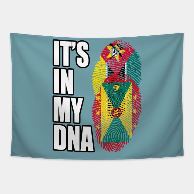 Grenadian And Mozambican Mix DNA Flag Heritage Tapestry by Just Rep It!!