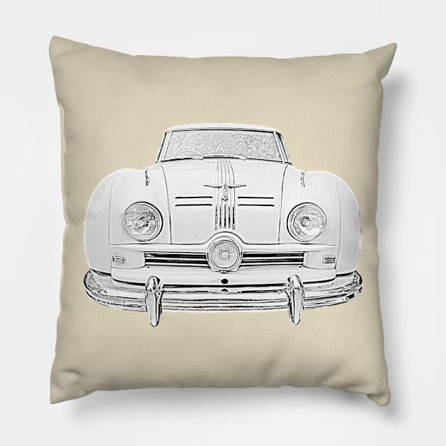 Austin A90 Atlantic 1950s classic car monochrome Pillow by soitwouldseem