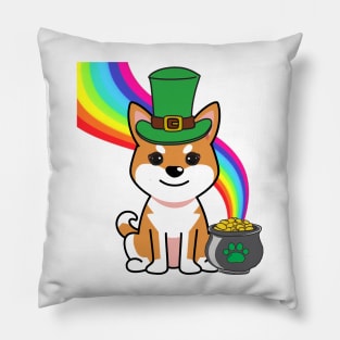 Cute orange dog is a leprechaun Pillow