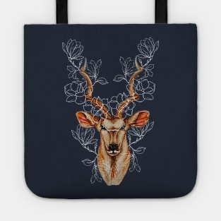 Watercolor Kudu and Magnolia Tote