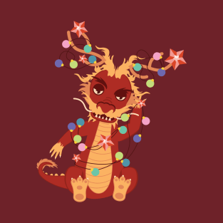 Red dragon with garland T-Shirt