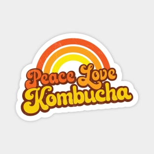 PEACE, LOVE, KOMBUCHA - Retro Rainbow Magnet