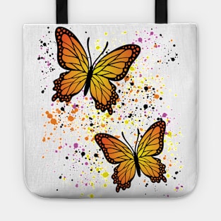 Beautiful Butterflies with Colorful Splatters Tote