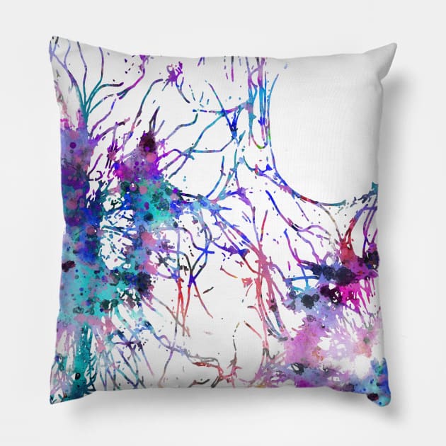 Human brain cells Pillow by RosaliArt