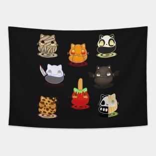 Set of kawaii halloween cats real breeds and fantasy cat Tapestry