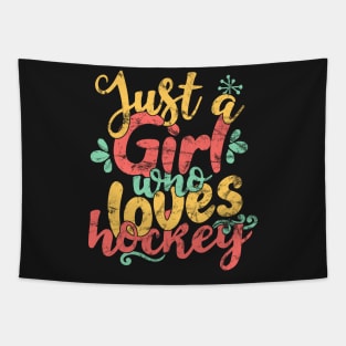 Just A Girl Who Loves Hockey Gift graphic Tapestry