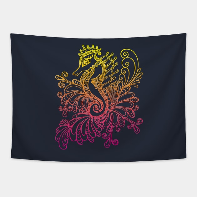 Sunset Seahorse Tapestry by OfficeInk