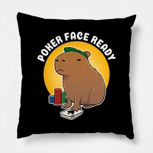 Poker face ready Capybara Cartoon Pillow